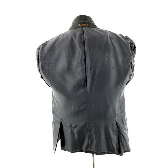DAMAGED Peter Millar Wool 2 Button Suit Jacket 40S Gray W/ Blue Gray Striped Ext - Picture 13 of 13
